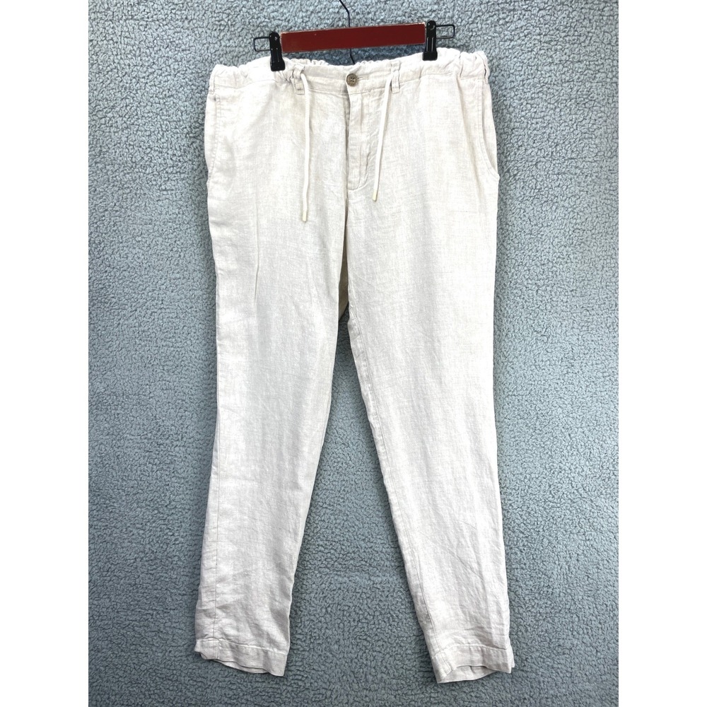 Zara Men's Cream Linen Drawstring Pants